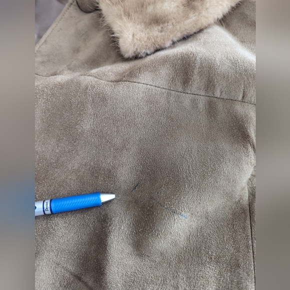 Vintage 100% Suede with Mink Collar 50's Ladies Jacket - Small - Picture 9 of 9